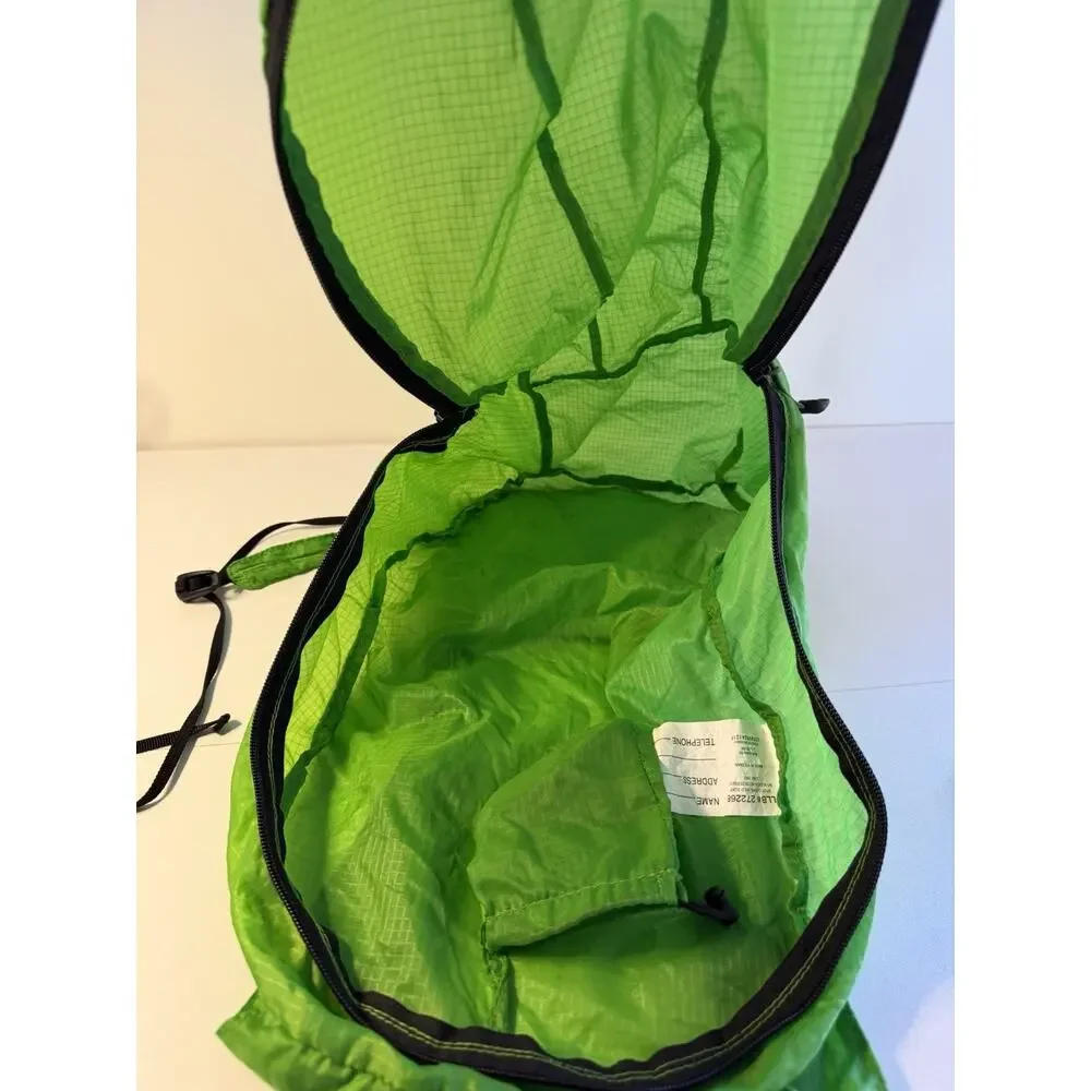 L.L. Bean Pocket Day Pack Backpack Green Ultra Lightweight Hiking Utility Travel